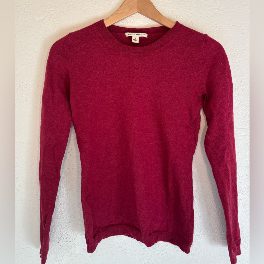 BANANA REPUBLIC Crew Neck Merino Wool Maroon Pullover Sweater Women's Size S